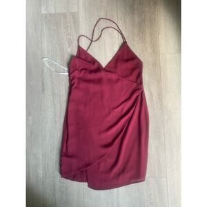 NWOT Maroon Faux Wrap Mini Dress‎ Size Small